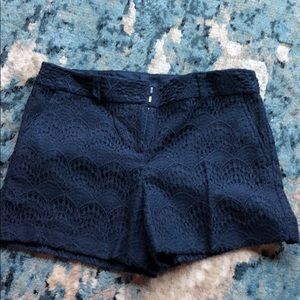 Navy Loft Crochet Shorts